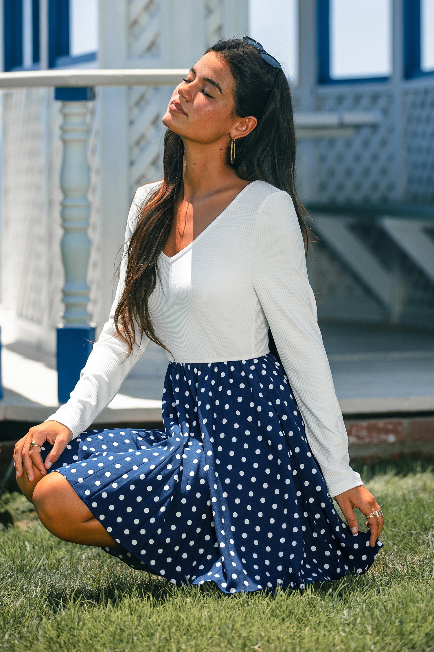 early dusk polka dot mini dress - l