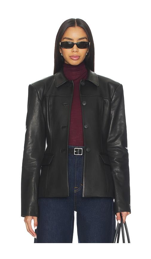 eaves aina leather cinched jacket in black. - size xs (also in xxs)