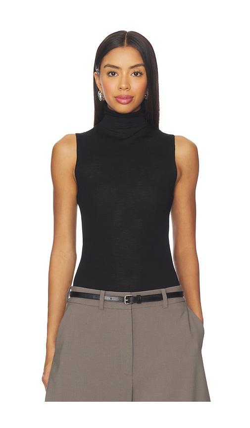 eaves alaska sleeveless knit mockneck in black. - size l (also in m, xl)