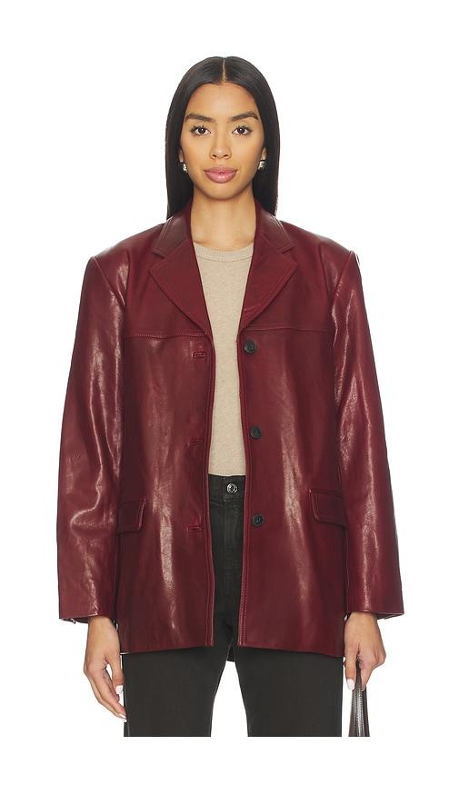eaves aroa leather blazer jacket in burgundy. - size xs (also in xxs)