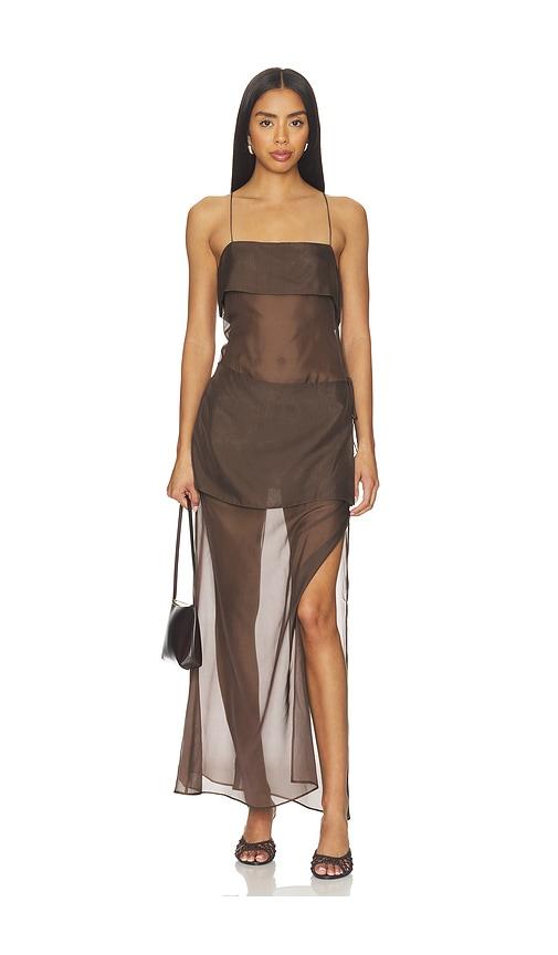 eaves athina maxi dress in chocolate. - size l (also in s, m, xl)