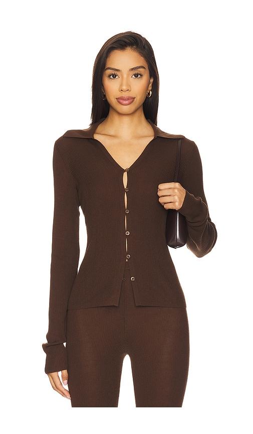 eaves bailee rib cardigan in chocolate. - size l (also in m)