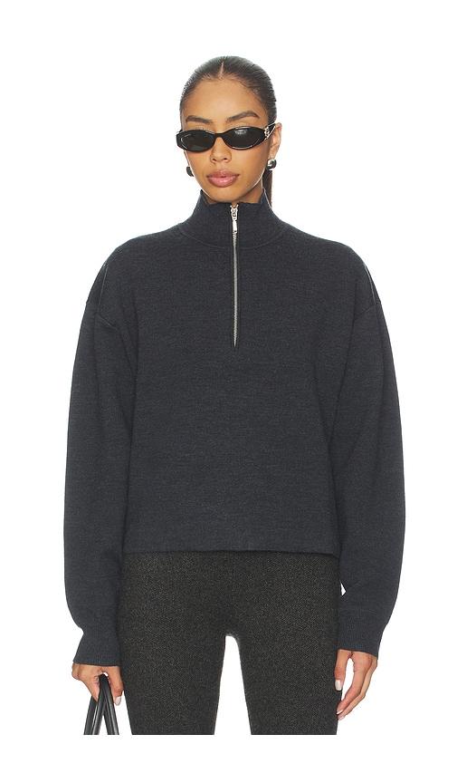 eaves brecken double faced half zip sweater in grey. - size s (also in xs, xxs, xl)