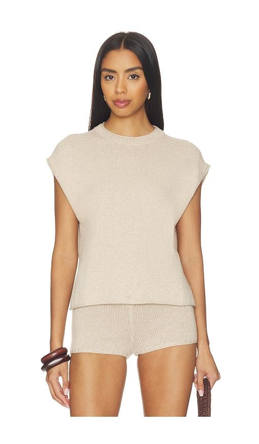 eaves cassian knit tee in beige. - size l (also in xxs, s, m)