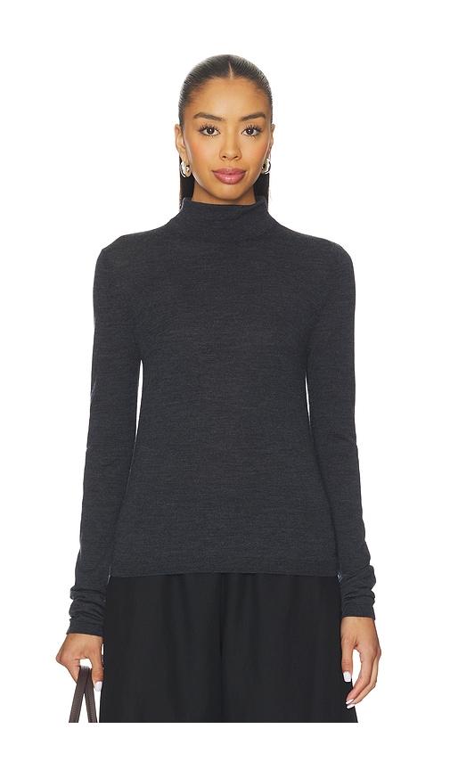eaves cosette knit mockneck in charcoal. - size l (also in xxs, xs, s, m, xl)