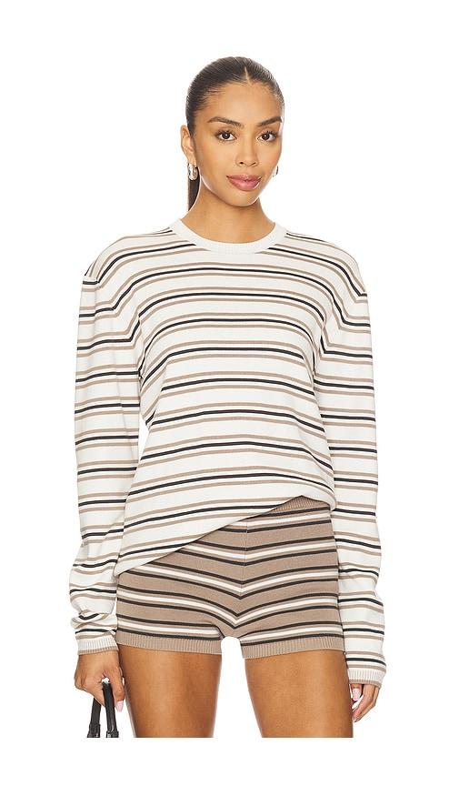 eaves cydnee striped oversized sweater in white,taupe. - size l (also in xs, xxs, s, m, xl)