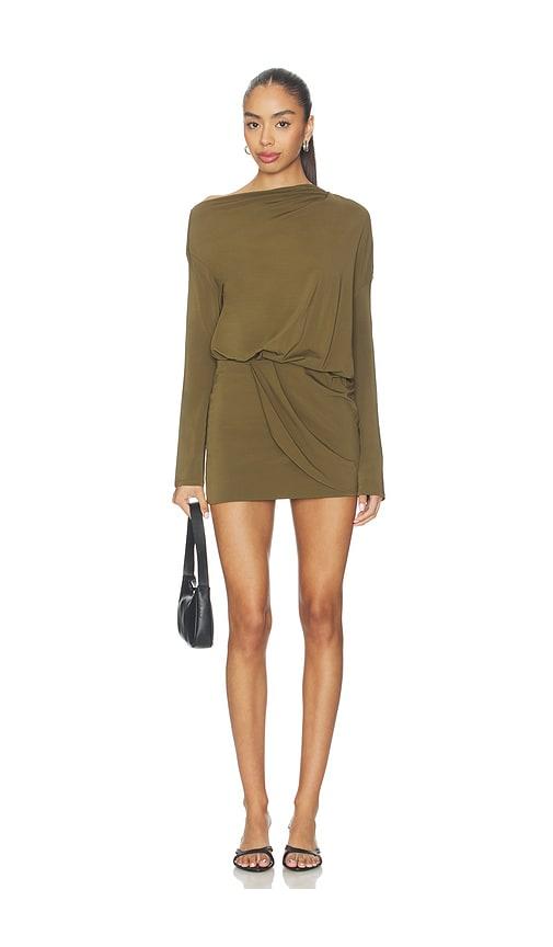 eaves desi mini dress in olive. - size l (also in xs, xxs, s, m, xl)