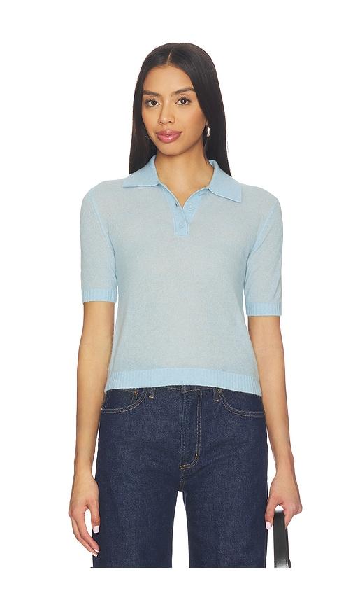 eaves emmery light knit polo in baby blue. - size m (also in s)