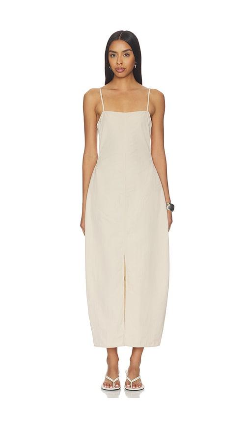eaves eva curved maxi dress in beige. - size l (also in m, s, xl, xs, xxs)