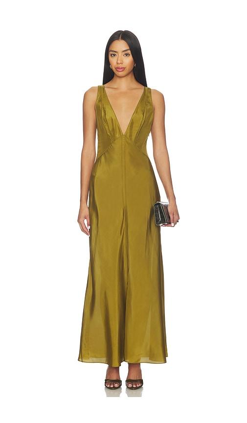 eaves freda maxi dress in olive. - size l (also in xs, xxs, s, m, xl)