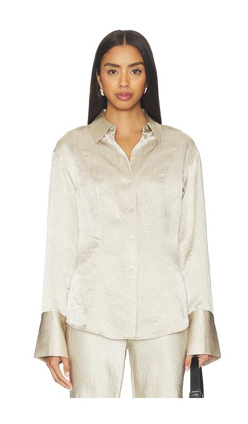 eaves freda slim shirt in metallic neutral. - size m (also in xs, s, xl)