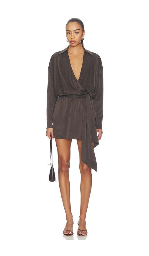eaves gaia silk mini dress in brown. - size m (also in xs, xxs, s)