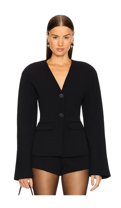 eaves gal polished crepe blazer in black. - size l (also in m, s, xl, xs, xxs)