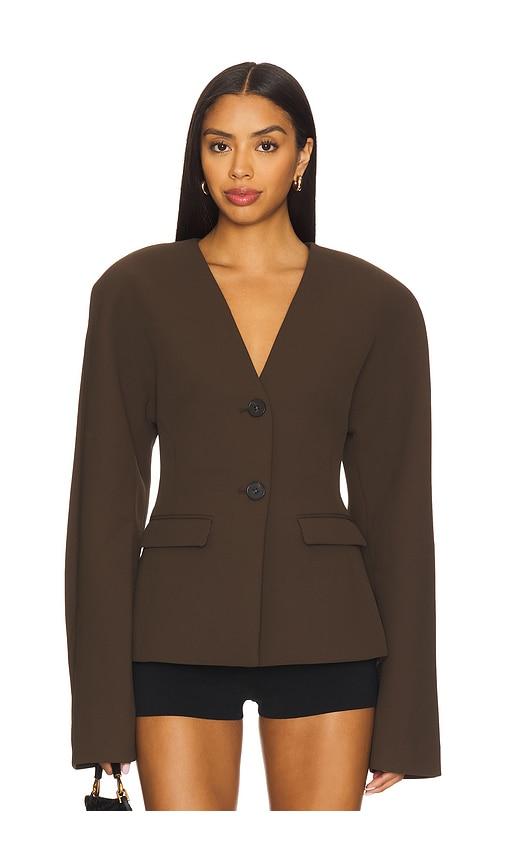 eaves gal polished crepe blazer in chocolate. - size l (also in xxs, xs, s, m, xl)