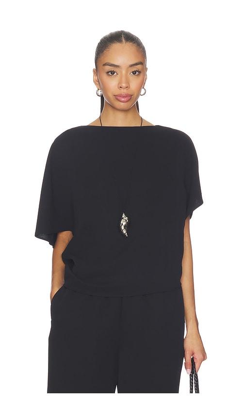 eaves greta polished crepe top in black. - size l (also in xs, xxs, s, m)