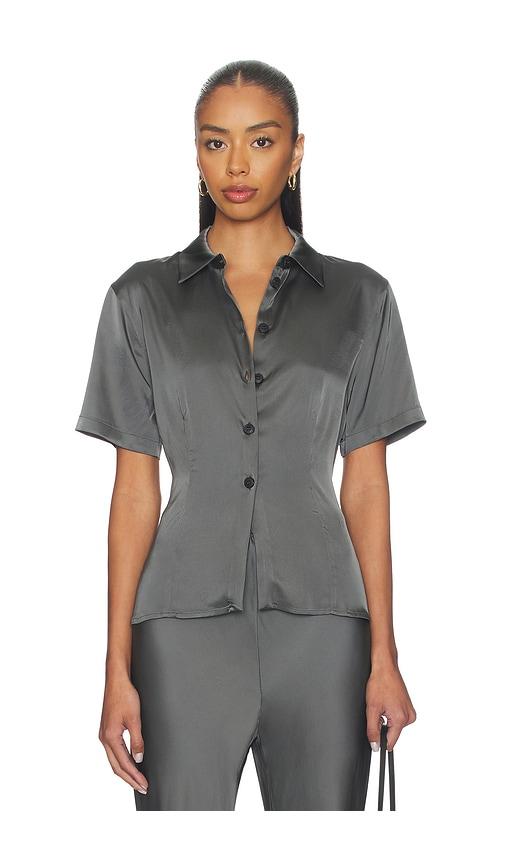 eaves groa cinched top in charcoal. - size l (also in xs, s, xl)