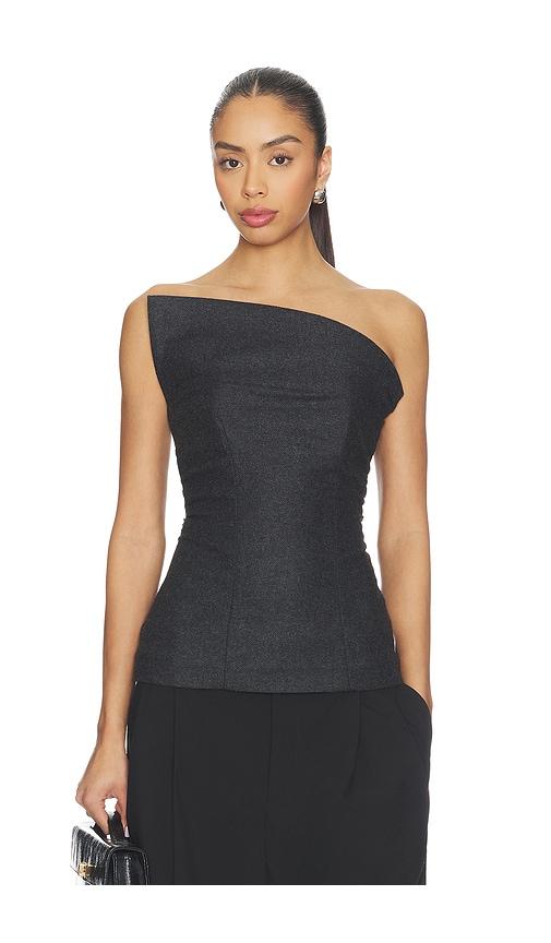 eaves helge wool flannel structured top in charcoal. - size l (also in m, s, xs)
