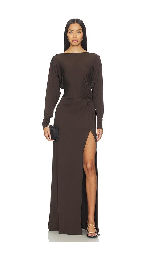 eaves ingrid gown in brown. - size s (also in xxs, xs)