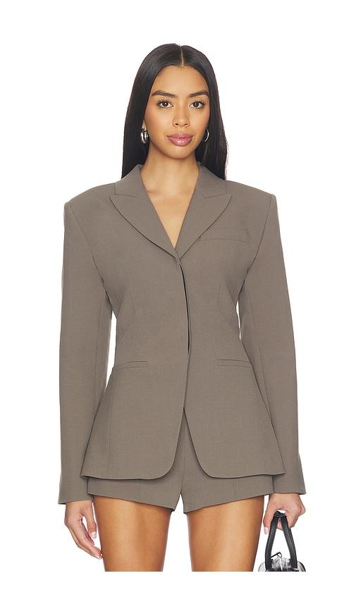 eaves keki cinched waist blazer in dark grey. - size m (also in xxs, xs, s, xl)