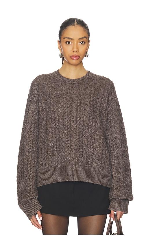 eaves laci cable crewneck in taupe. - size m (also in s, xl, xs, xxs)