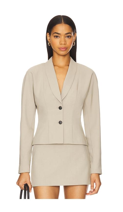 eaves liah blazer top in khaki in taupe. - size m (also in s, xl, xs)