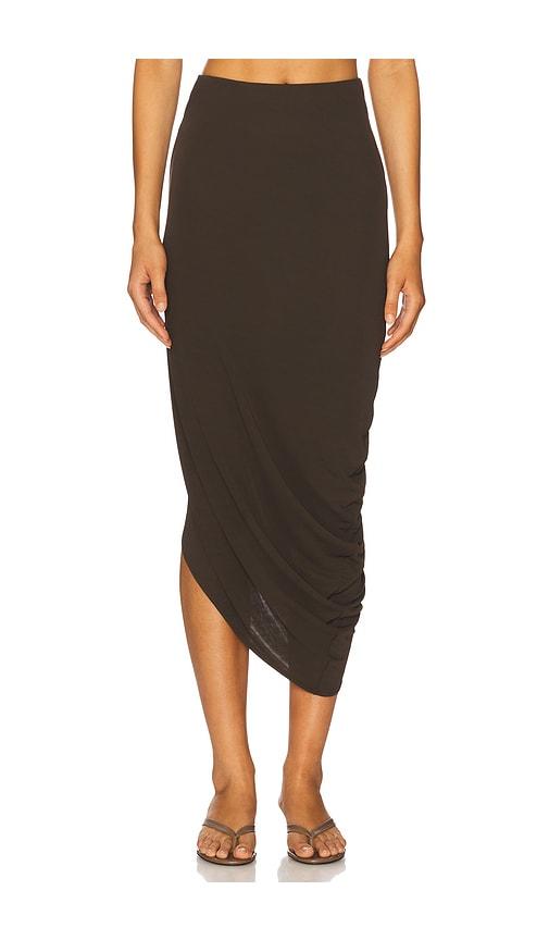 eaves lian twist midi skirt in chocolate. - size m (also in s, xs)