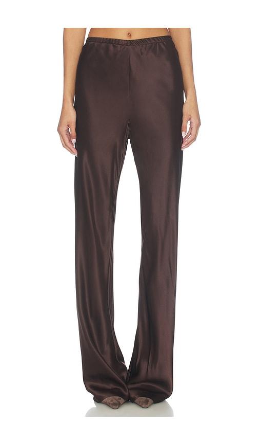 eaves loretta silk pants in chocolate. - size l (also in m, xl, xs)