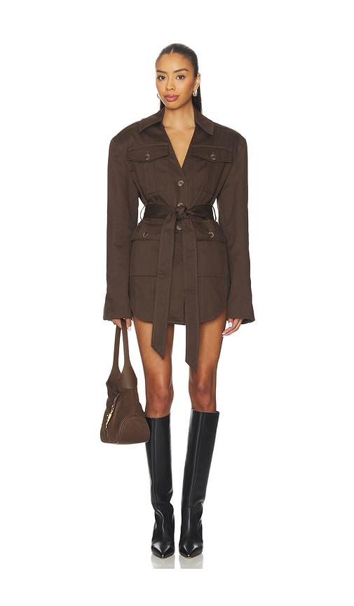 eaves lumi mini dress in brown. - size l (also in xs, s, m)