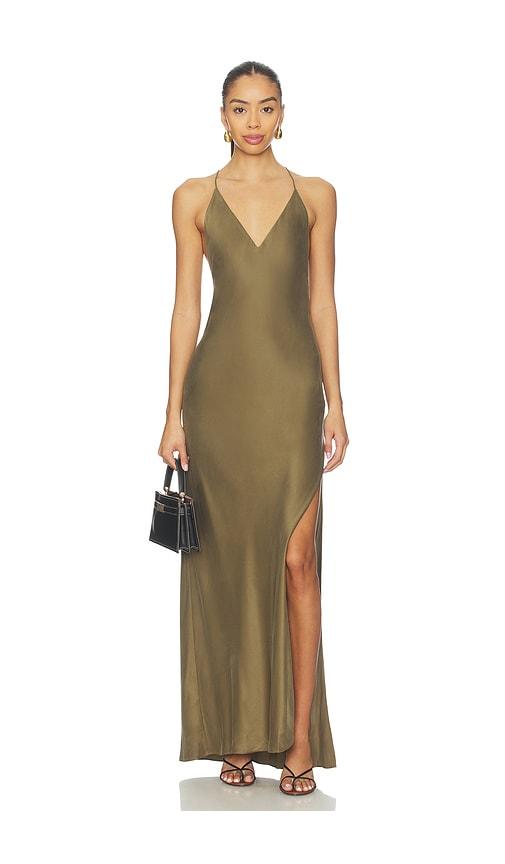eaves lydia silk maxi dress in green. - size l (also in xl)