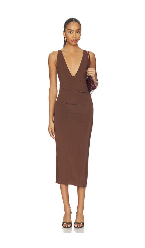 eaves prava midi dress in chocolate. - size l (also in s, m, xl)