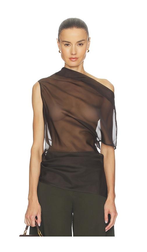 eaves saeunn asym top in brown. - size l (also in m, s)