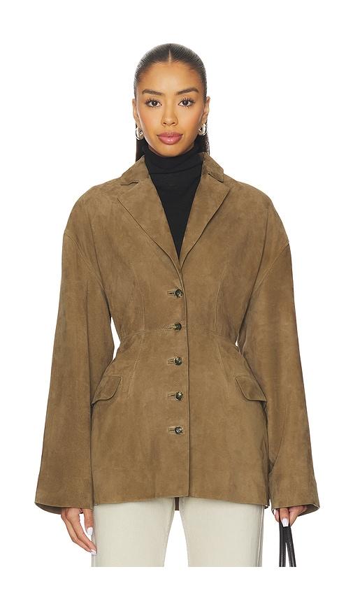 eaves salta suede jacket in olive. - size s (also in xs, xxs)