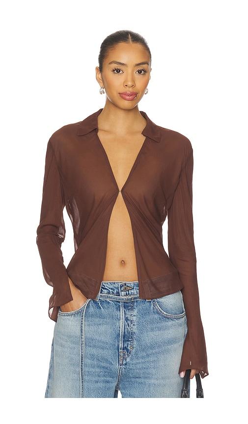 eaves serena top in brown. - size l (also in m, xl)