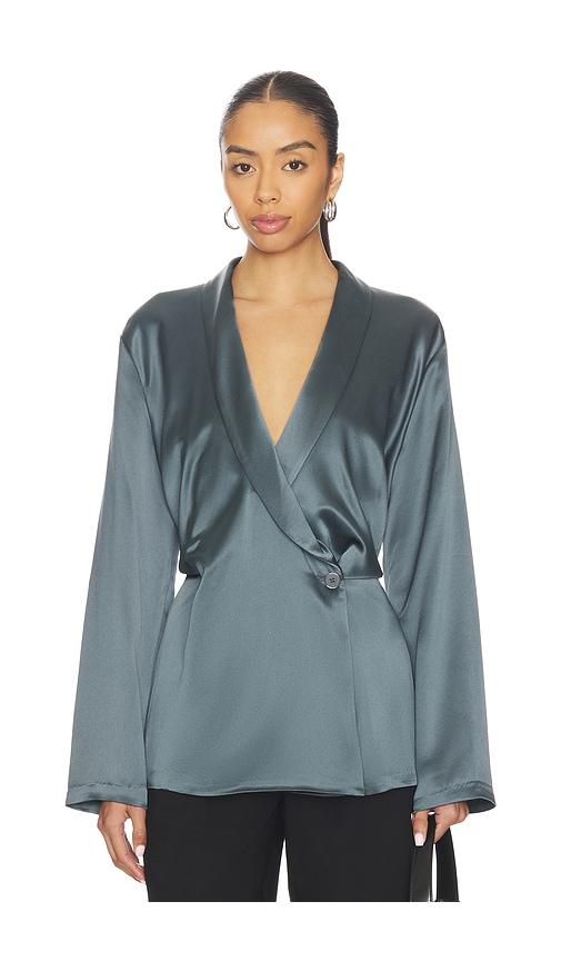 eaves sigrun slouch waist robe top in charcoal. - size s (also in xs)