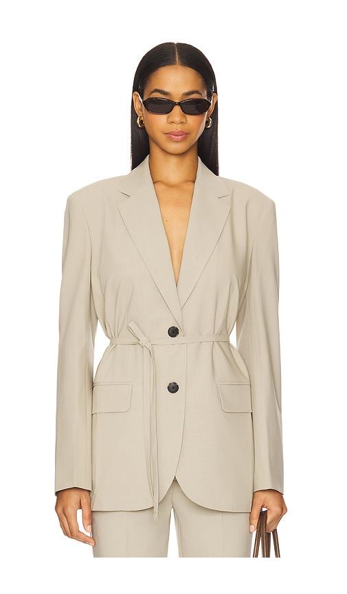 eaves siya belted blazer in beige. - size l (also in xs, xxs, s, xl)