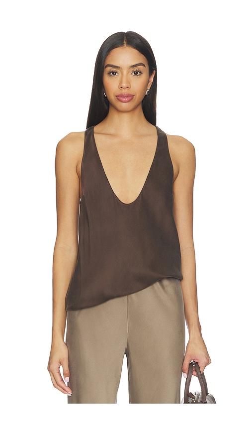 eaves vivian silk top in chocolate. - size m (also in s, xl)