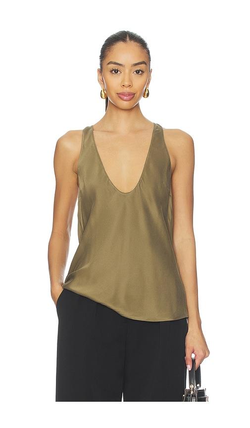 eaves vivian silk top in green. - size l (also in xxs, xs, s, m)