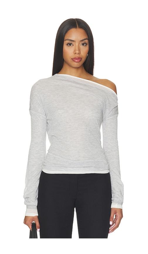 eaves wei layered assym knit top in grey. - size m (also in s)