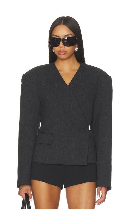 eaves x blake evin cropped naama blazer in charcoal. - size l (also in m, s, xl, xs, xxs)