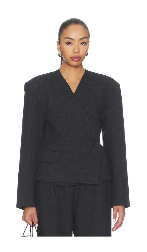eaves x blake evin cropped naama blazer in charcoal. - size l (also in xxs, xs, s, m, xl)