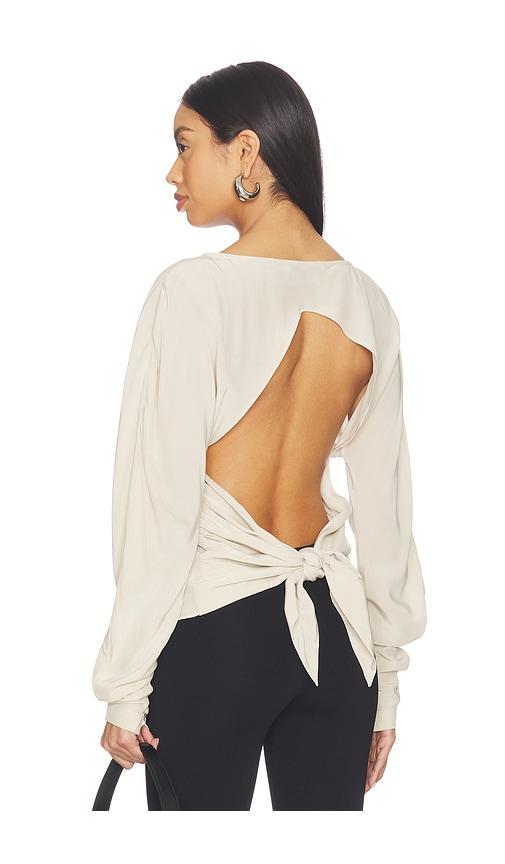 eaves x jasmine tookes amari open back top in beige. - size m (also in xs, s)