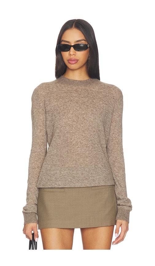 eaves x jasmine tookes kathryn light knit crewneck in taupe. - size l (also in m, s, xxs)