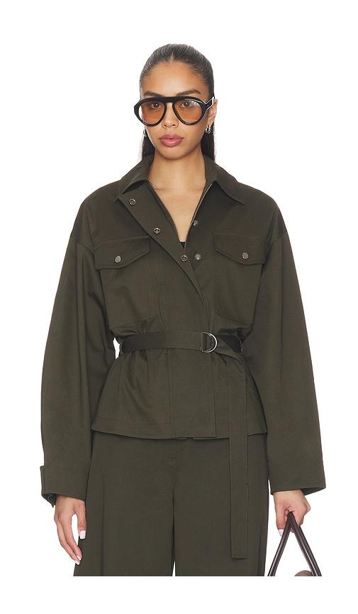 eaves x jasmine tookes lina belted jacket in olive. - size l (also in m, s, xl, xs)