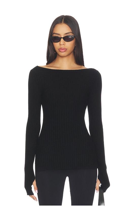 eaves x jasmine tookes nichole rib knit long sleeve in black. - size l (also in m, s, xl, xs, xxs)