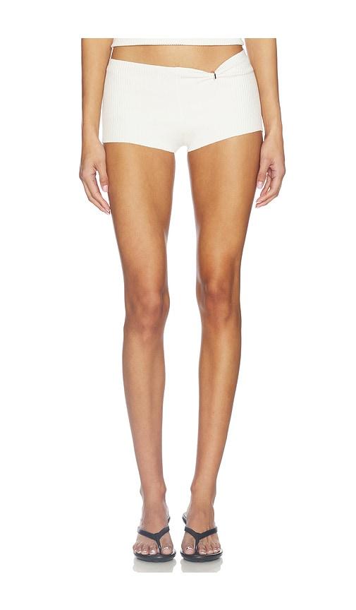 eaves x jasmine tookes silvana knit micro short in ivory. - size l (also in xs, xxs, s, m, xl)