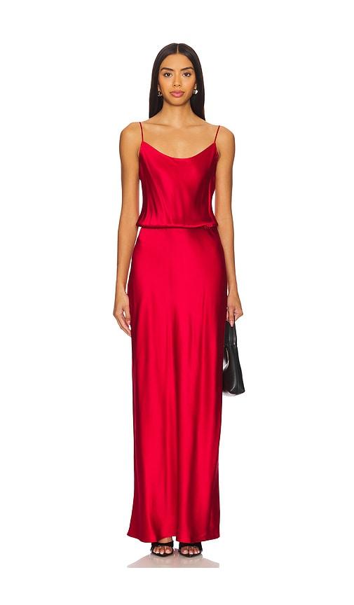 eaves yarden silk maxi dress in red. - size m (also in s)