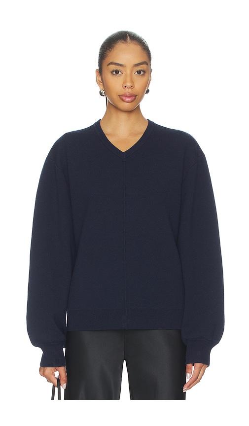 eaves zooey double faced v-neck sweater in navy. - size l (also in m, s, xs, xxs)