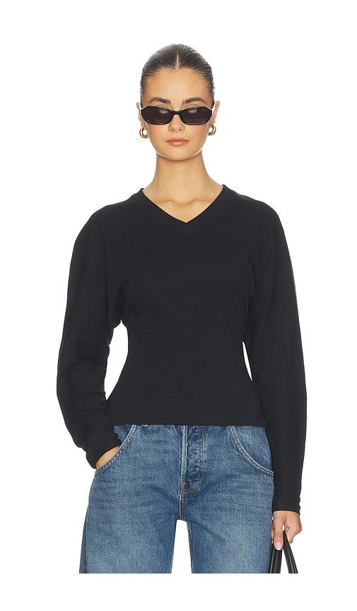 eb denim acacia v neck long sleeve top in black. - size s (also in xs)
