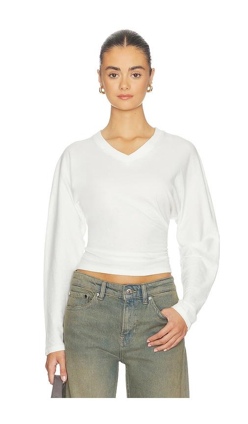 eb denim acacia v neck long sleeve top in white. - size l (also in m, s, xs)
