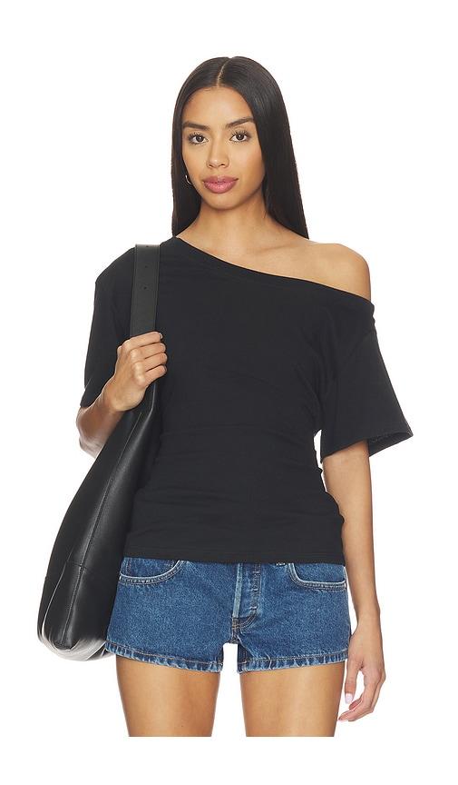 eb denim elena off the shoulder tee in black. - size m (also in s, xs)